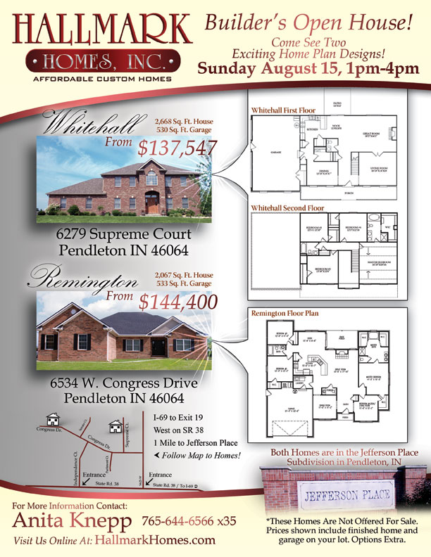 Pendleton Open House Flyer PendletonJuly2010 Builders Open House in Pendleton, IN!