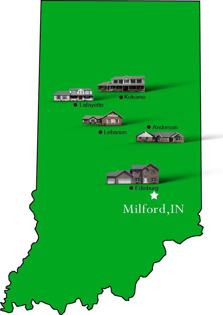 Milford_map Hallmark Homes Indiana's Leading "On Your Lot" Custom