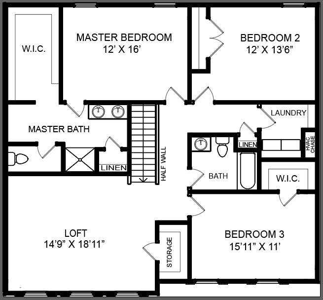 Newtown 2nd Floor Plan | Hallmark Homes - Indiana's Leading 